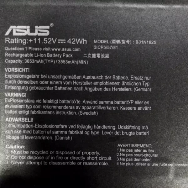 Originálna batéria pre notebooku ASUS B31N1625 - Image 2