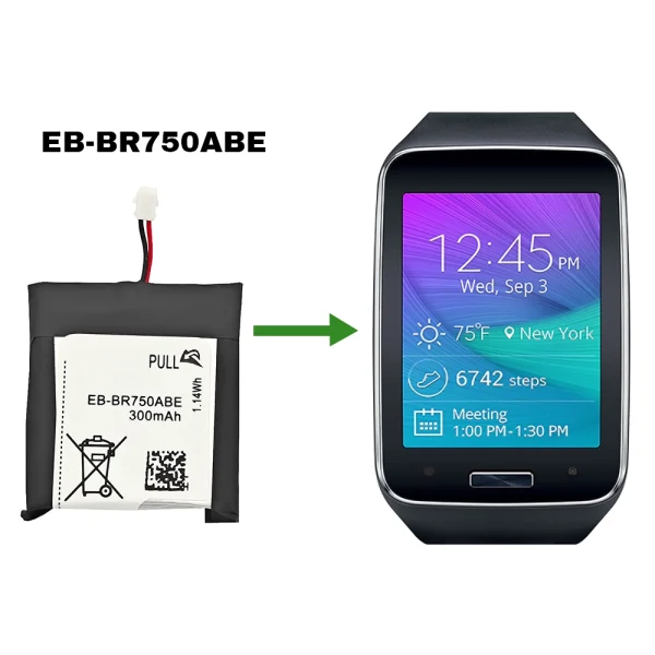 Náhradná batéria EB-BR750ABE pre Samsung Galaxy Gear S R750,SM-R750,SM-N910A SM-N910V SM-N910A SM-N915P SM-N910T - Image 4