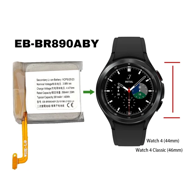 Náhradná batéria EB-BR890ABY pre Samsung Galaxy Watch 4 Classic (46mm) SM-R890 SM-R895,Galaxy Watch 4 (44mm) SM-R870 SM-R875 SM-R875U - Image 4