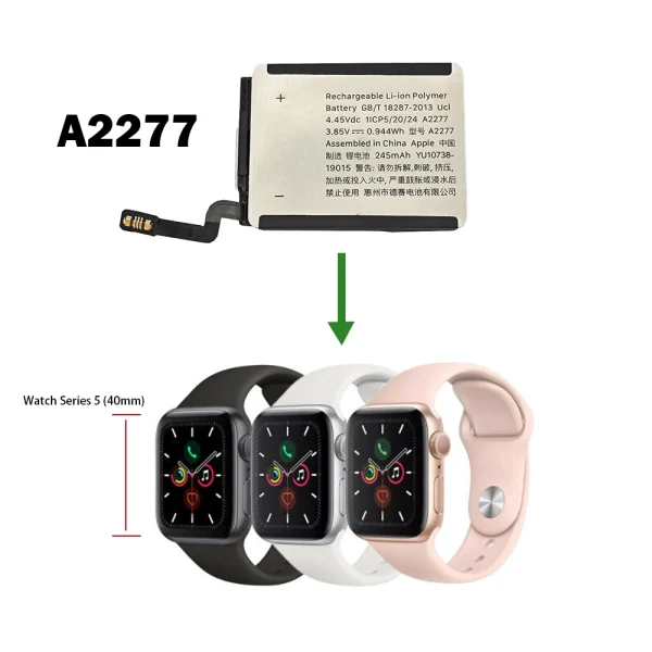 Náhradná batéria A2277 pre Apple Watch Series 5 (40mm),Apple Watch SE 2020 (40mm),Apple Watch SE 2nd LTE 2022 (40mm) - Image 4