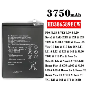 Batéria mobilného telefónu HB386589ECW pre HUAWEI P10 PLUS /Nova3 / Honor 8X / View 10 Lite / P10 Pro / Nova 3a / Mate 20 Lite / Nova4 / Honor 8A / Honor 20 / Honor View 10 / Nova 5T