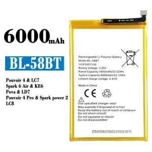 Batéria mobilného telefónu BL-58BT pre Tecno Pouvoir 4 / Pouvoir 4 Pro/ Spark 6 Air / Spark power 2
