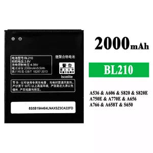 Batéria mobilného telefónu BL210 pre Lenovo A536/A606/S820/S820E/A750E/A770E/A656/A766/A658T/S650
