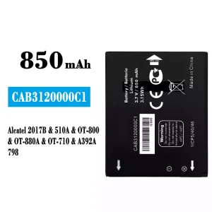 Batéria mobilného telefónu CAB3120000C1 pre Alcatel 2017B/510A/798/OT-800/OT-880A/OT-710/A392A